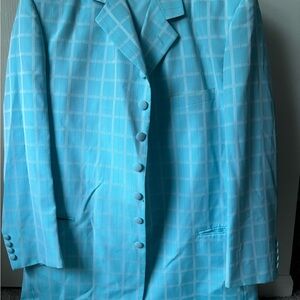 Stylish Light Blue Checkered Blazer